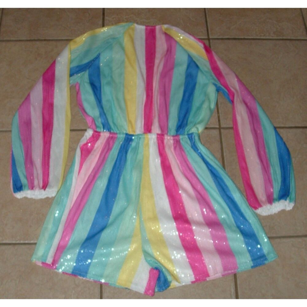 Sparkly Sequined Multicolored Sz Large Lined Romp… - image 6